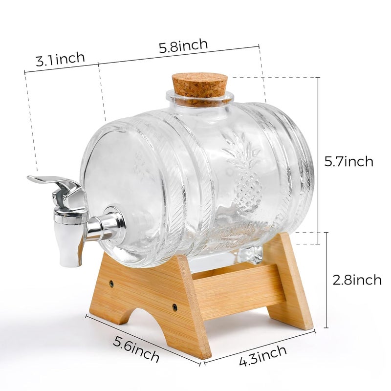 MYNA LIFE MYNA LIFE 3 Liter Glass Water Dispenser with Tap Stand LeakProof Beverage Dispenser Glass Jars Wooden Caps Drink Dispenser BPAFree Glass Bottles for Office Camping Juice Drinks Container Set of 1 - Image 2