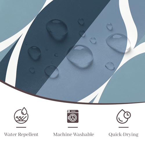 Gelbchu Aegean Blue Fabric Bath Shower Curtain,Waterproof Design and Polyester,Quick-Drying,Heavy Weight,Extra Long Cloth Shower Curtain Set for Bathroom W 72 x H 84,Machine Washable with 12 Hooks - Image 3