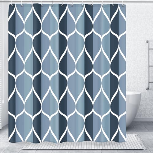 Gelbchu Aegean Blue Fabric Bath Shower Curtain,Waterproof Design and Polyester,Quick-Drying,Heavy Weight,Extra Long Cloth Shower Curtain Set for Bathroom W 72 x H 84,Machine Washable with 12 Hooks - Image 1