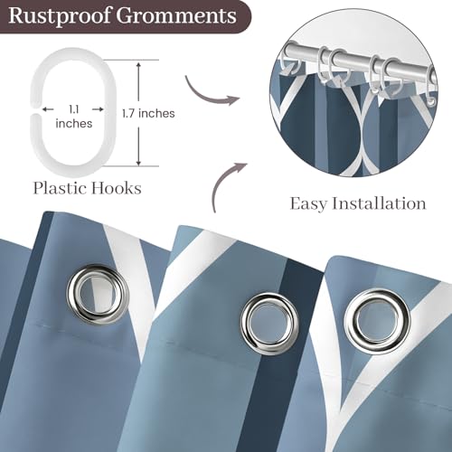 Gelbchu Aegean Blue Fabric Bath Shower Curtain,Waterproof Design and Polyester,Quick-Drying,Heavy Weight,Extra Long Cloth Shower Curtain Set for Bathroom W 72 x H 84,Machine Washable with 12 Hooks - Image 4