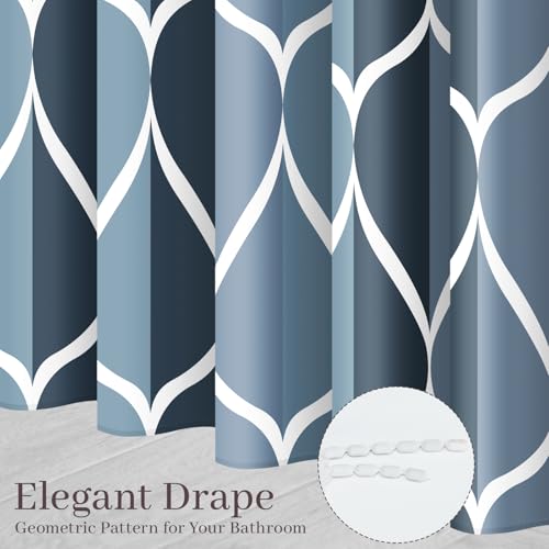 Gelbchu Aegean Blue Fabric Bath Shower Curtain,Waterproof Design and Polyester,Quick-Drying,Heavy Weight,Extra Long Cloth Shower Curtain Set for Bathroom W 72 x H 84,Machine Washable with 12 Hooks - Image 5