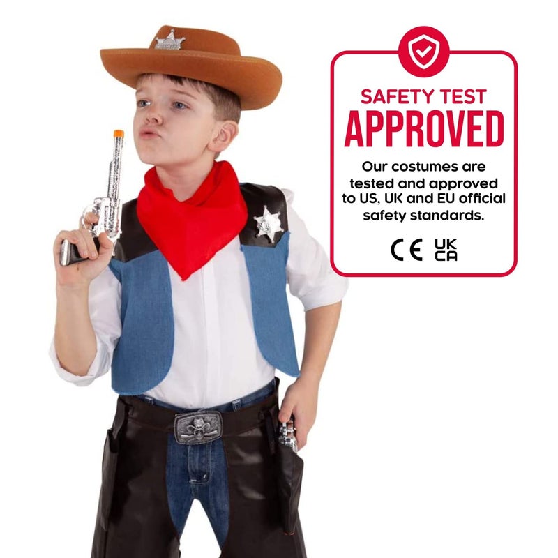 Morph Boys Cowboy Costume, Small - Wild West Outfit with Hat & Vest, Polyester, Ages 3-4, Halloween - Image 3