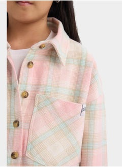 DeFacto Checkered Button-Up Long-Sleeve Crop Shirt with Pockets by Styli  - Image 5