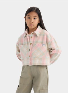 DeFacto Checkered Button-Up Long-Sleeve Crop Shirt with Pockets by Styli  - Image 2