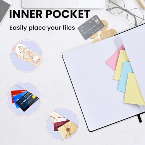 SUIN Lined Journal Notebook, Leather Hardcover Journal for Work, School, Travel, 100 GSM Paper, 160 Pages, 5.5x8.3 Inch, College Ruled, Black, 1-Pack - Image 5