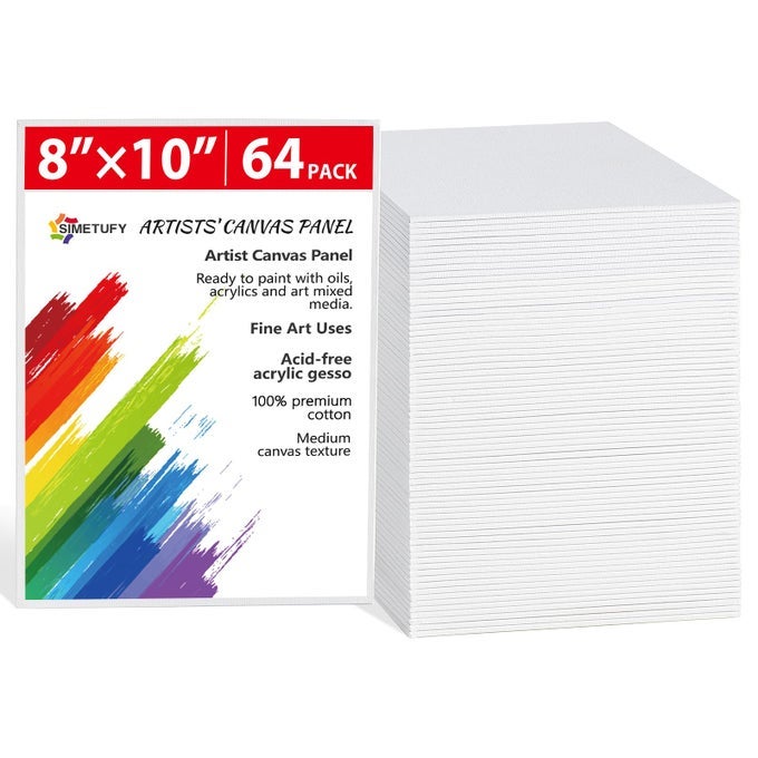 64 Pack Canvas Boards for Painting 8 x 10 inch Bulk Blank Canvas for Kids Gesso Primed AcidFree 100 Cotton for Acrylics Oil Tempera Paints