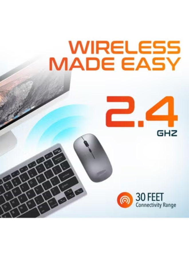 Dual Mode Rechargeable Slim Keyboard and Mouse Combo, Silent Click Bluetooth and 2.4GHz Wireless Set, Arabic/English Layout, Compatible with iOS, Windows, Mac, and Android. - Image 3