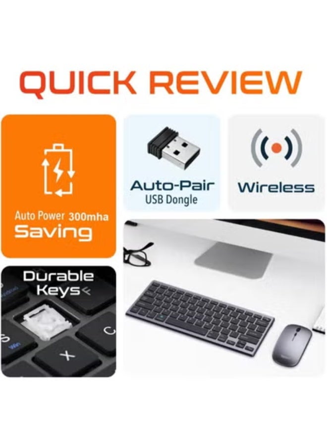 Dual Mode Rechargeable Slim Keyboard and Mouse Combo, Silent Click Bluetooth and 2.4GHz Wireless Set, Arabic/English Layout, Compatible with iOS, Windows, Mac, and Android. - Image 5