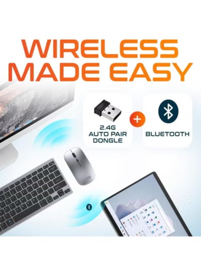 Dual Mode Rechargeable Slim Keyboard and Mouse Combo, Silent Click Bluetooth and 2.4GHz Wireless Set, Arabic/English Layout, Compatible with iOS, Windows, Mac, and Android. - Image 4