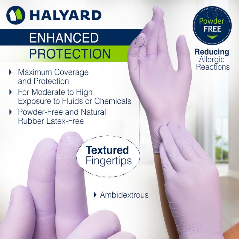 HALYARD Lavender Nitrile Exam Gloves, Powder-Free, Non-Sterile, 3.1 mil, 9.5 Inches, Lavender, Small, 52817 (Box of 250) - Image 2