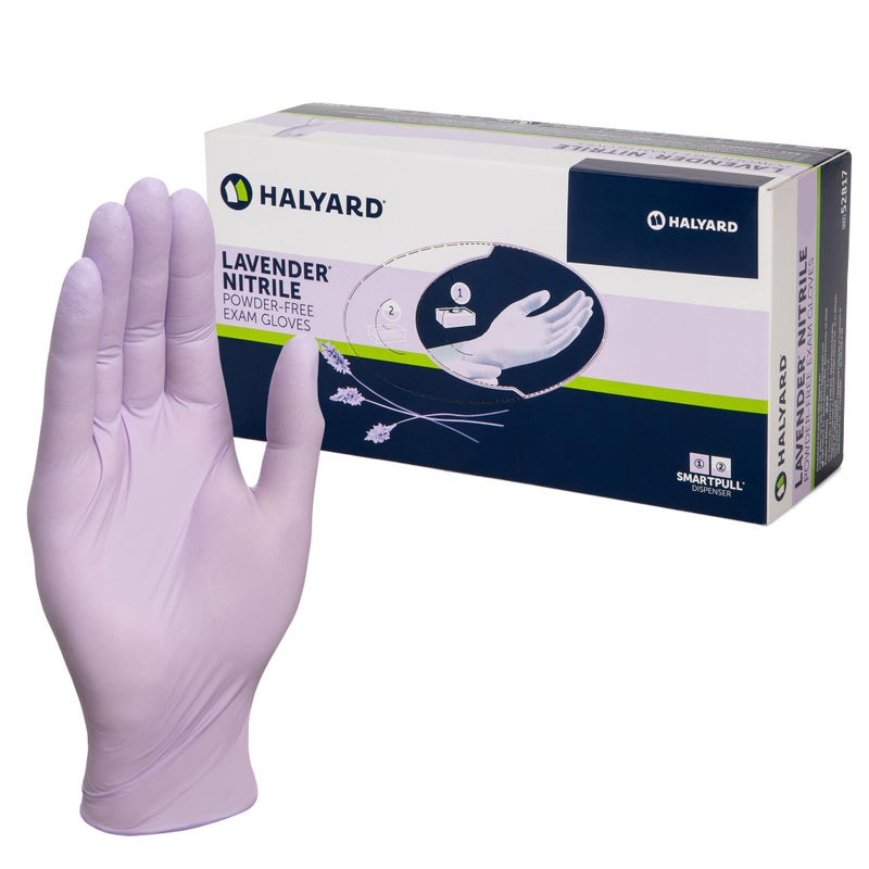 HALYARD Lavender Nitrile Exam Gloves, Powder-Free, Non-Sterile, 3.1 mil, 9.5 Inches, Lavender, Small, 52817 (Box of 250) - Image 1