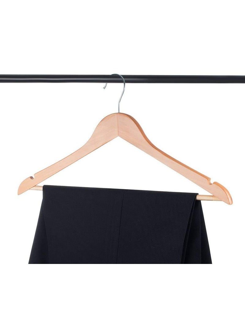 GRACIOUS MART Gracious Mart Solid Wood Garment Hangers with Non Slip Bar and Precisely Cut Notches Natural Finish Super Sturdy and Durable Wooden Coat Hangers Beige Color Pack of 24  - Image 3