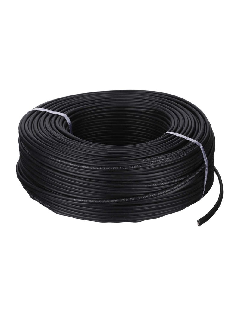 100M RJ58 Coaxial Cable – Black – For Surveillance Camera Systems