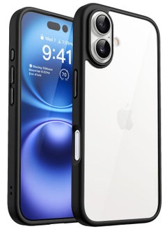 Generic Case for iPhone 16 6.1-Inch, Shockproof Phone Bumper Cover, Solid Color Matte TPU Frame, Anti-Scratch Clear Back (Black)  - Image 1