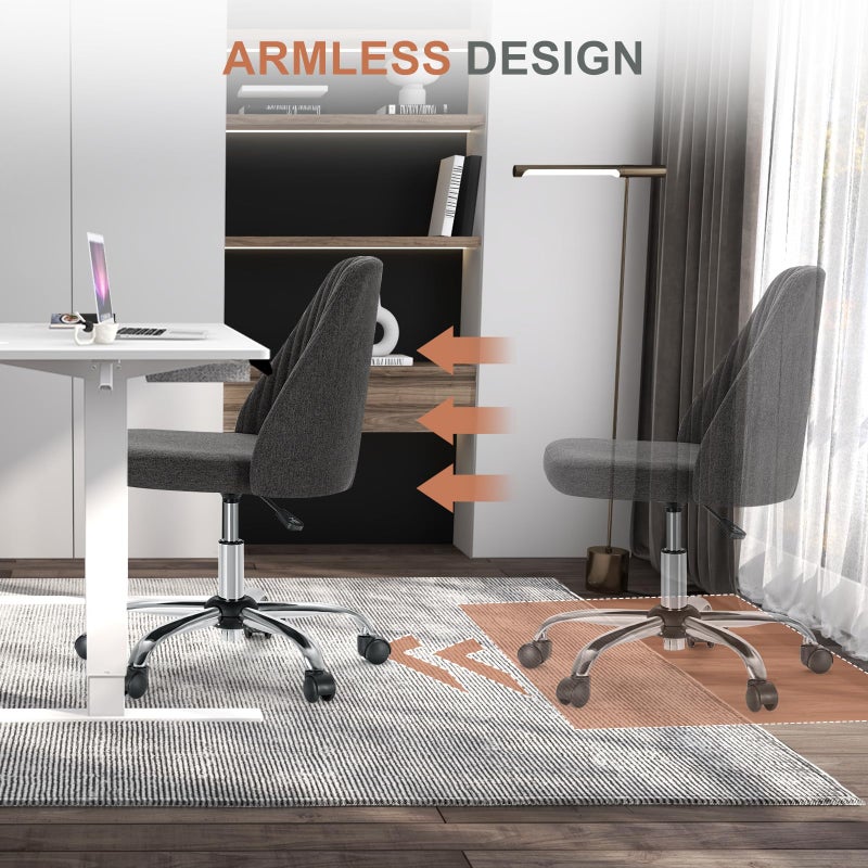 DUMOS Office Chair, Comfy Desk Chair Rolling Vanity Swivel Task Chairs with Wheels, Wide Seating Armless Height Adjustable Computer Chairs for Home,Bedroom,Student,Adults, Gunmetal Gray - Image 4