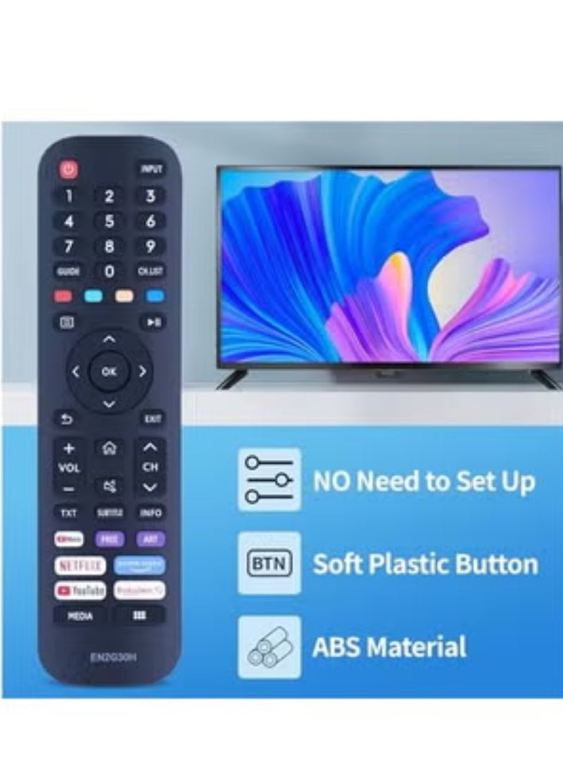 ELTRAZONE Universal Replacement Remote for Hisense VIDAA TV EN2G30H/EN2A30 | Quick Access to Netflix, Prime Video, YouTube & Rakuten TV | Easy Setup & Reliable Smart TV Control - Image 2