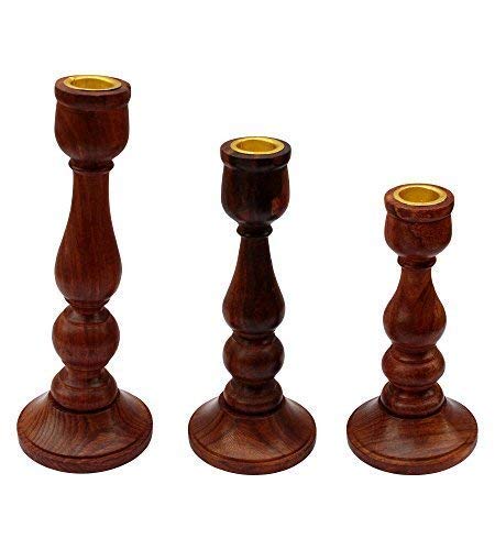 ITOS365 Handmade Wooden Candle Holder Stand for Home Décor Decorative Tealight Gifts Item, Set of 3 - Image 1