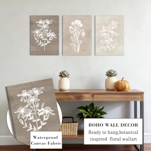 BINCUE Neutral Botanical Plant Canvas 6 Pieces Rustic Farmhouse Wall Art for Living Room Bedroom and Bathroom,Canvas Paintings Print Set Decor 12"x 16" - Image 2