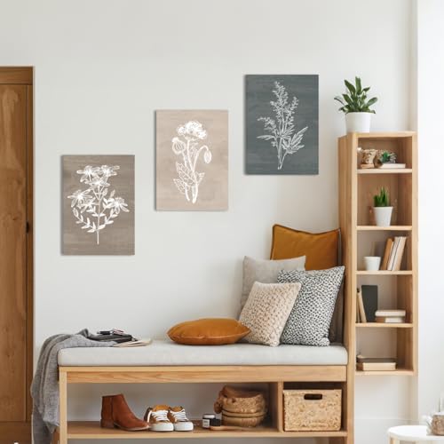 BINCUE Neutral Botanical Plant Canvas 6 Pieces Rustic Farmhouse Wall Art for Living Room Bedroom and Bathroom,Canvas Paintings Print Set Decor 12"x 16" - Image 5