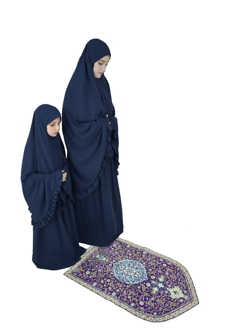  داماس كولكشن طقم صلاة للاطفال والامهات حجاب وتنورة - طقم ملابس الصلاة للبنات والامهات - اسدال  صلاة - لبس صلاة - لباس الصلاة - Image 2