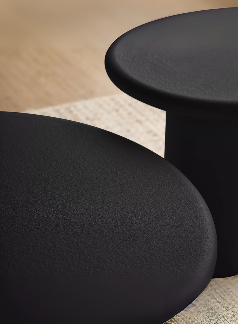 Karnak Sway 2-Piece Modern Black Coffee Table & Side Table Set – Minimalist Round Center Tables for Living Room Balcony, Garden, Living Room Table Bed Room - Image 3