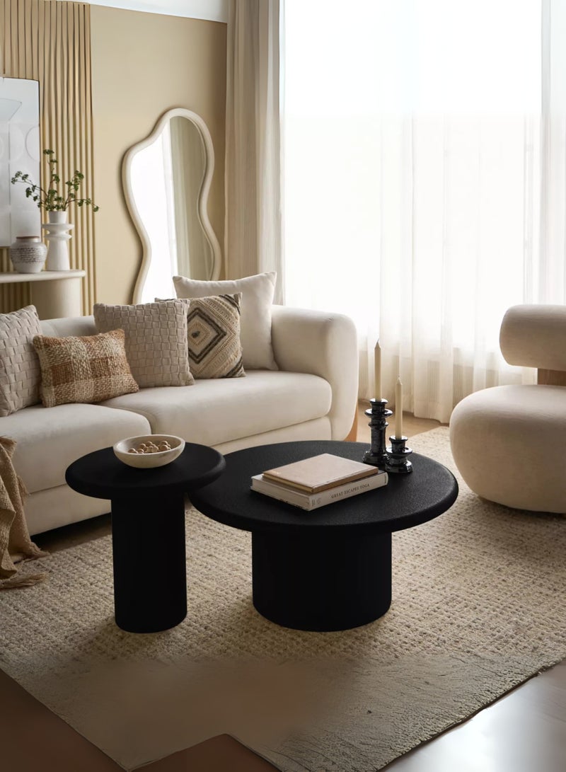 Karnak Sway 2-Piece Modern Black Coffee Table & Side Table Set – Minimalist Round Center Tables for Living Room Balcony, Garden, Living Room Table Bed Room - Image 1