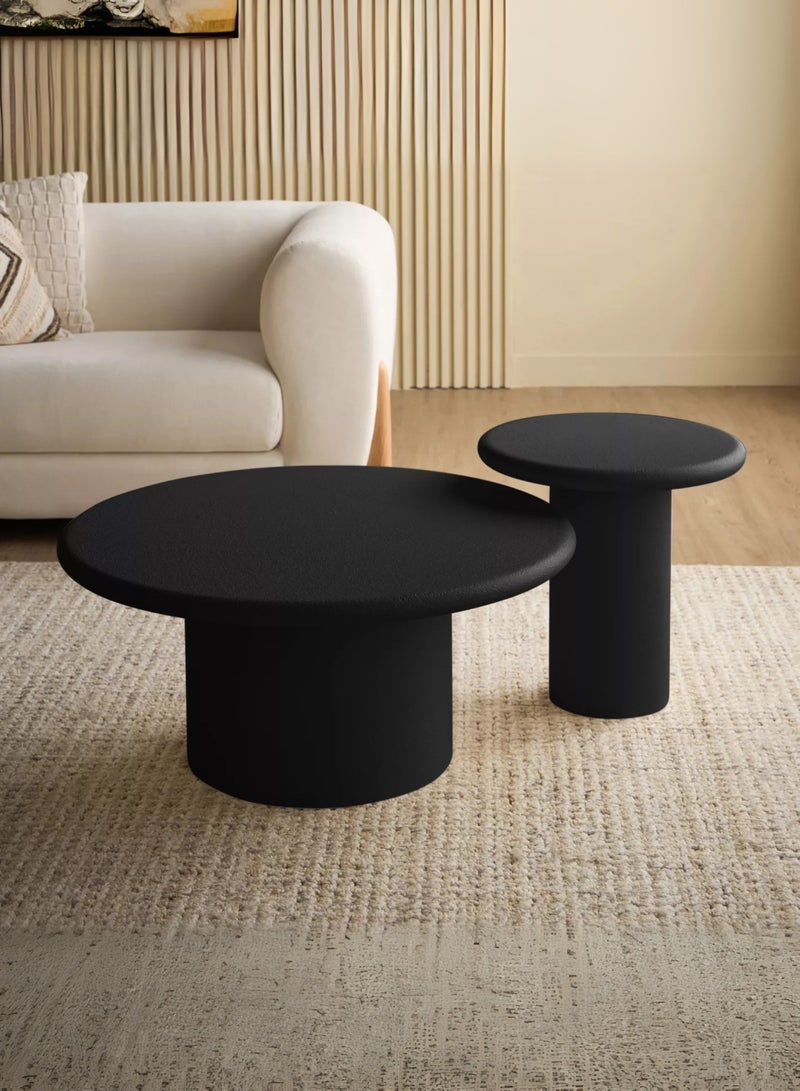 Karnak Sway 2-Piece Modern Black Coffee Table & Side Table Set – Minimalist Round Center Tables for Living Room Balcony, Garden, Living Room Table Bed Room - Image 4