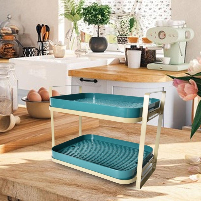 Dhadh Dhadh 2Tier Cups Mugs Drying Rack with Drain Tray Kitchen Storage Organizer Shelf for Drinking Glass Bottle Bowls  - Image 4