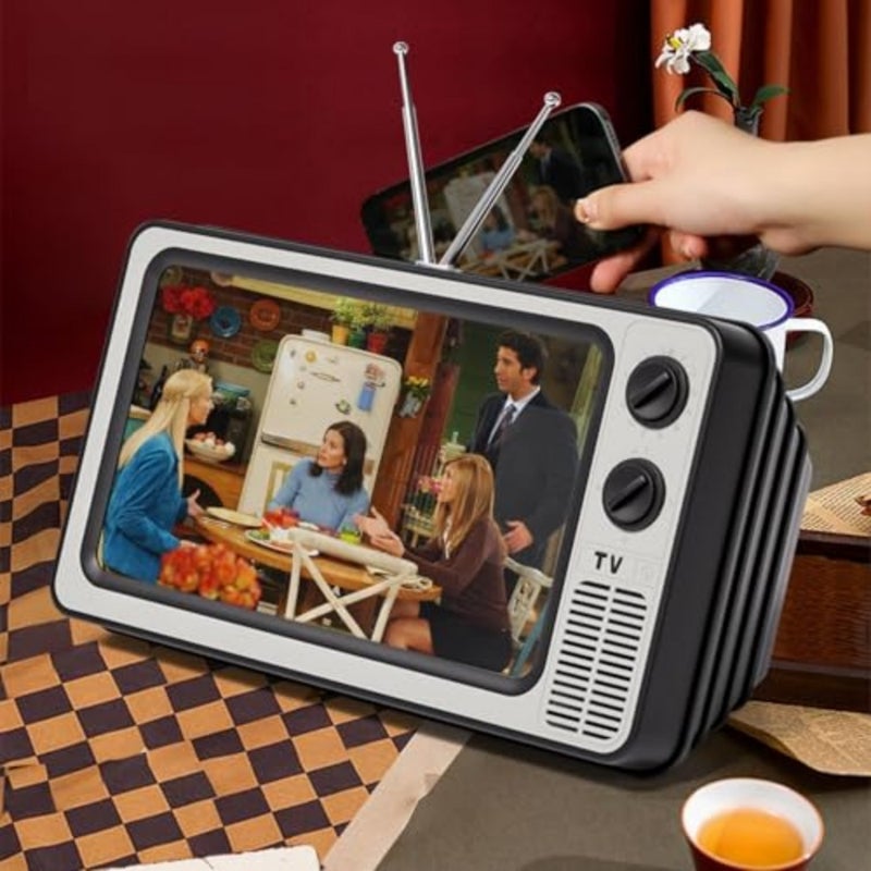 Phone Screen Magnifier, 12 Inch Retro TV Amplifier for Mobile Devices, 3D HD Visual Enlarger for Movies Videos Games, Compatible with All Phones, Innovative Gadgets Gift for Dad Mom - Image 1