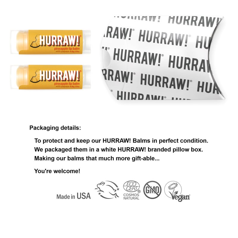 Hurraw! Pineapple Lip Balm, 2 Pack: Organic, Certified Vegan, Cruelty and Gluten Free. Non-GMO, 100% Natural Ingredients. Bee, Shea, Soy and Palm Free. Made in USA - Image 2