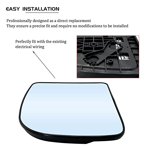 SKARUMMER Passenger Right Side Heated Mirror Glass Replacement for 2002-2014 Ford E150 E250 E350 E450, 2000-2005 Ford Excursion, 1999-2007 Ford F-250 F-350 F-450 F-550 Side View Heated Convex Mirror - Image 4