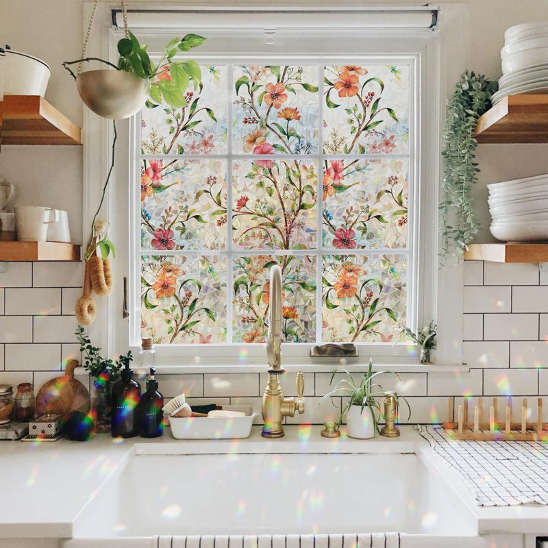 Ranzdn Window Privacy Film - Stained Glass Window Film Static Cling UV & Heat Blocking Rainbow Window Film for Glass Doors, Bedroom Windows - No Glue Premium Vinyl (Easy Install, 29.5"Ã—78.7") - Image 4