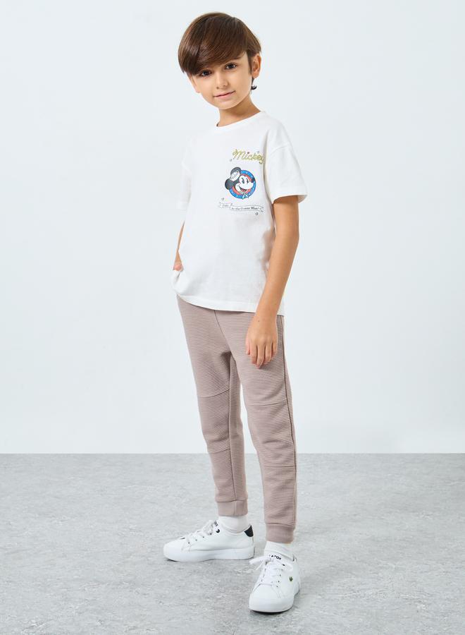 Styli Boys Beige Textured Ottoman Joggers - Image 2