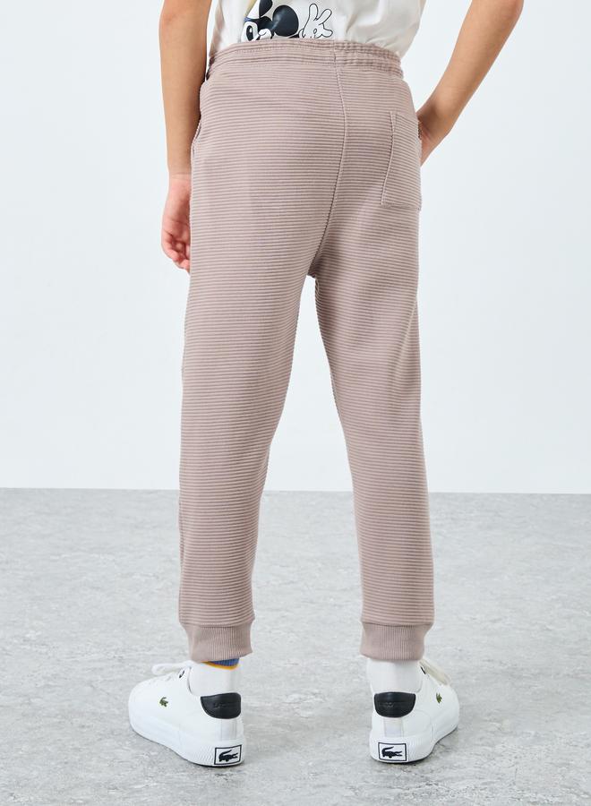 Styli Boys Beige Textured Ottoman Joggers - Image 4