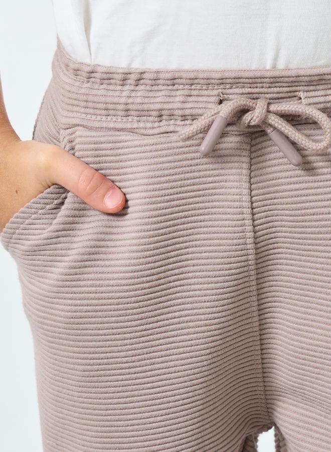 Styli Boys Beige Textured Ottoman Joggers - Image 3