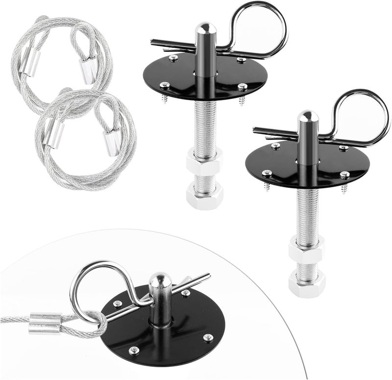 IHOTDER Hood Pins Kit for Car - Stainless Steel Hood Pin Lock Clip with Racing Lanyard for Fixing Car Hood Cover & Reduce Shaking - Universal Car Mods Exterior Accessories Fits Most Car Truck SUV(Black) - Image 1