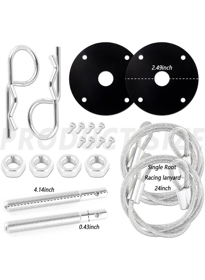IHOTDER Hood Pins Kit for Car - Stainless Steel Hood Pin Lock Clip with Racing Lanyard for Fixing Car Hood Cover & Reduce Shaking - Universal Car Mods Exterior Accessories Fits Most Car Truck SUV(Black) - Image 2