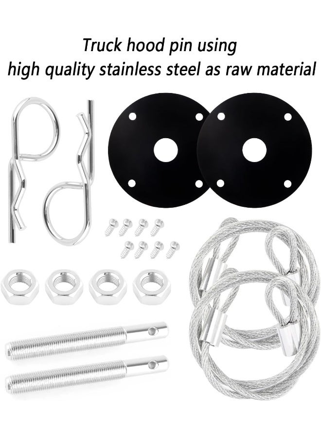 IHOTDER Hood Pins Kit for Car - Stainless Steel Hood Pin Lock Clip with Racing Lanyard for Fixing Car Hood Cover & Reduce Shaking - Universal Car Mods Exterior Accessories Fits Most Car Truck SUV(Black) - Image 3