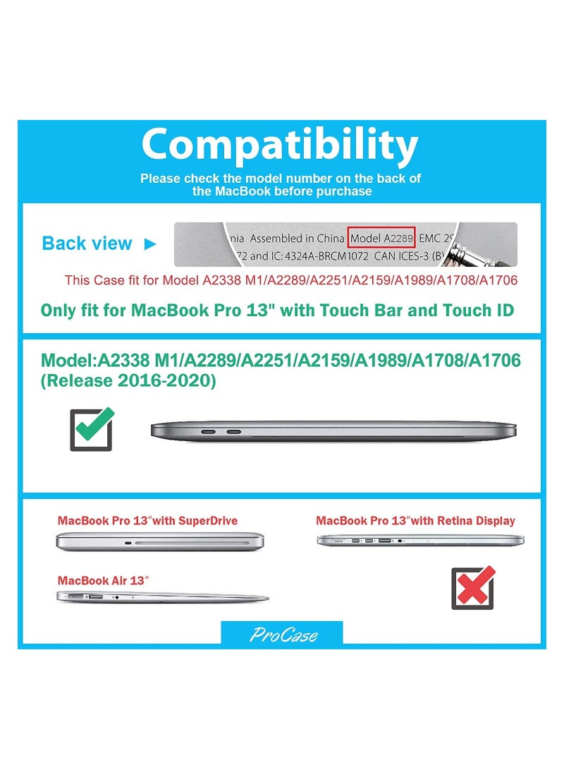 Procases ProCase Hard Shell Case for MacBook Pro 13 inch 2020 2019 2018 2017 2016 Release A2338 M1 A2289 A2251 A2159 A1989 A1706 A1708, Cover for MacBook Pro 13 inch with/Without Touch Bar -Black - Image 2