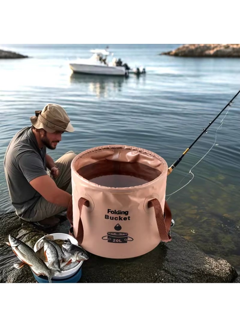 دلو متعدد الوظائف قابل للطي للتخزين في الهواء الطلق مناسب للأنشطة الخارجية والرياضة والسفر والتخييم والمشي لمسافات طويلة وصيد الأسماك - Image 3