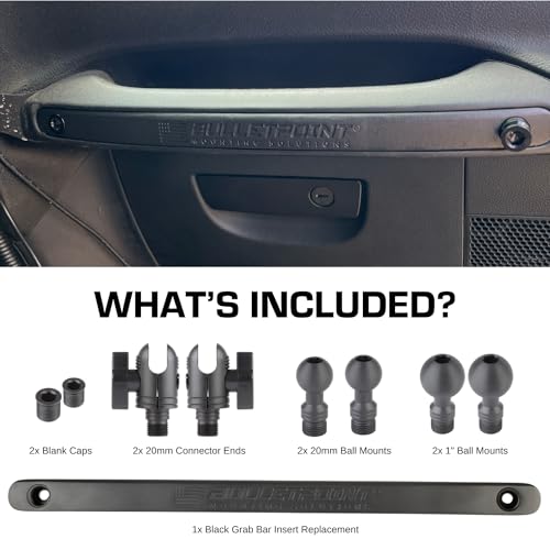 Bulletpoint Mounting Solutions Metal Grab Bar Insert Replacement with 2 Mounting Points Compatible with 2011-2018 Jeep Wrangler JK (Black) - Image 2