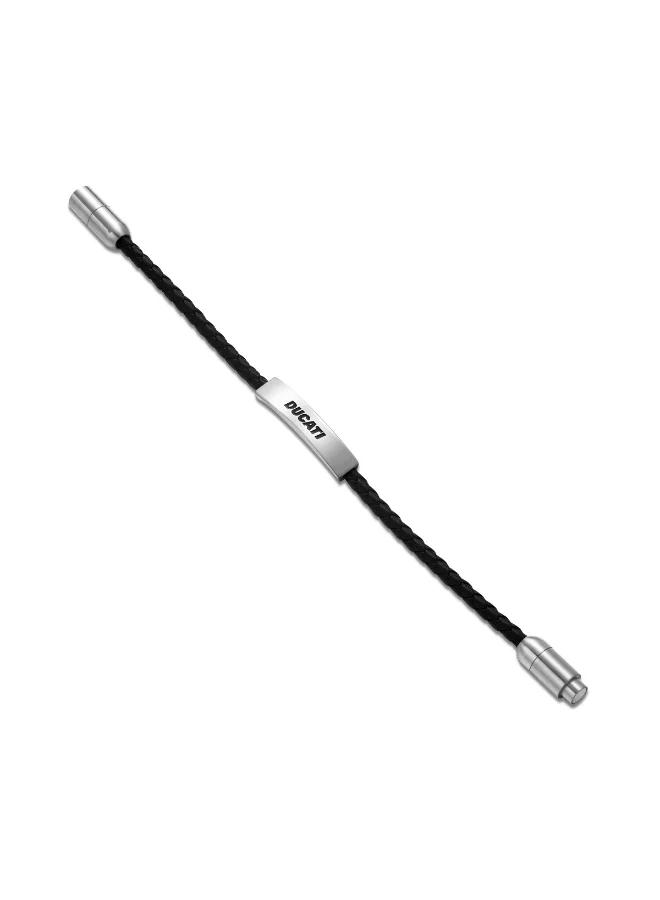 Ducati Trail Black Leather Center Motif Bracelet for Men