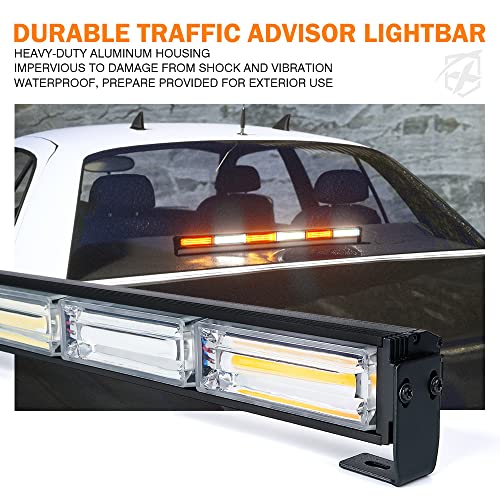 Xprite شريط ضوء التحذير الطارئ Xprite 27" COB، ضوء فلاش توجيهي، مع قاعدة شفط للمركبات الإنشائية وشاحنات السحب - أبيض/كهرماني - Image 4