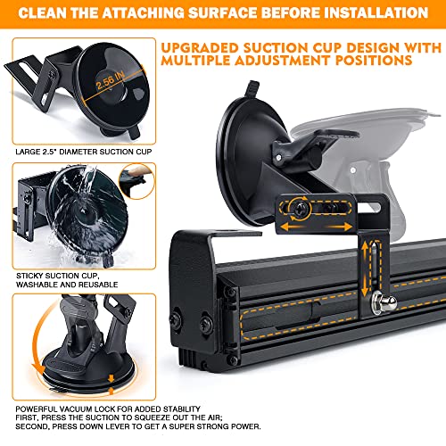 Xprite شريط ضوء التحذير الطارئ Xprite 27" COB، ضوء فلاش توجيهي، مع قاعدة شفط للمركبات الإنشائية وشاحنات السحب - أبيض/كهرماني - Image 3