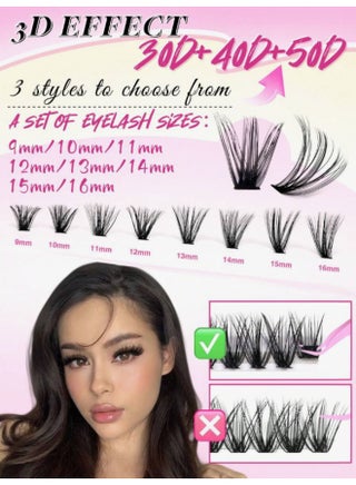 640-Piece Individual Lash Cluster Kit – High Density 30D-50D D Curl 9-16mm + Tools – Reusable, Natural to Bold Look - view 4
