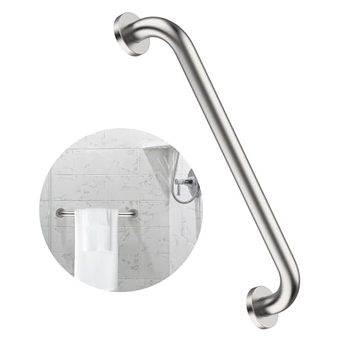ZUEXT 16 Inch Shower Grab Bar Satin Brushed Nickel ZUEXT Stainless Steel Safety Grab Bar Handle Bathroom Balance Bar Safety Hand Rail Support Handicap Elderly Injury Senior Assist Bath Handle - Image 2