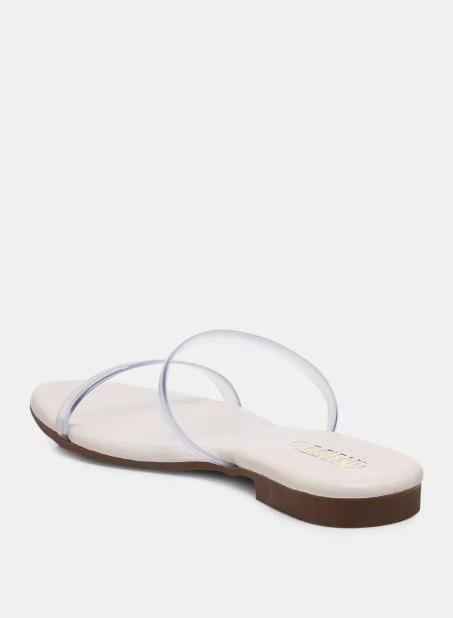 GNIST Open Toe Transparent Strap Flat Sandals by Styli