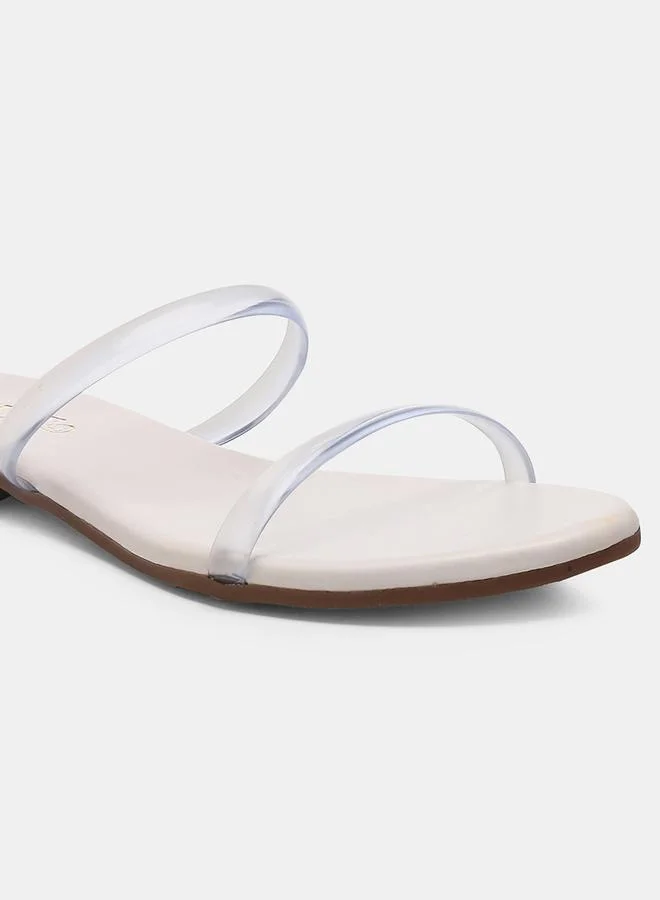 GNIST Open Toe Transparent Strap Flat Sandals by Styli