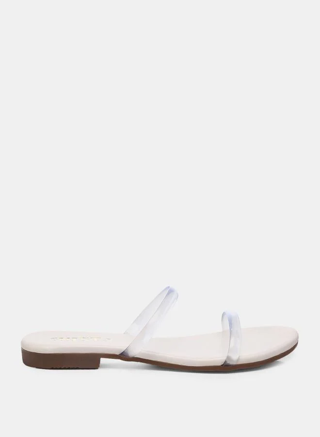 GNIST Open Toe Transparent Strap Flat Sandals by Styli