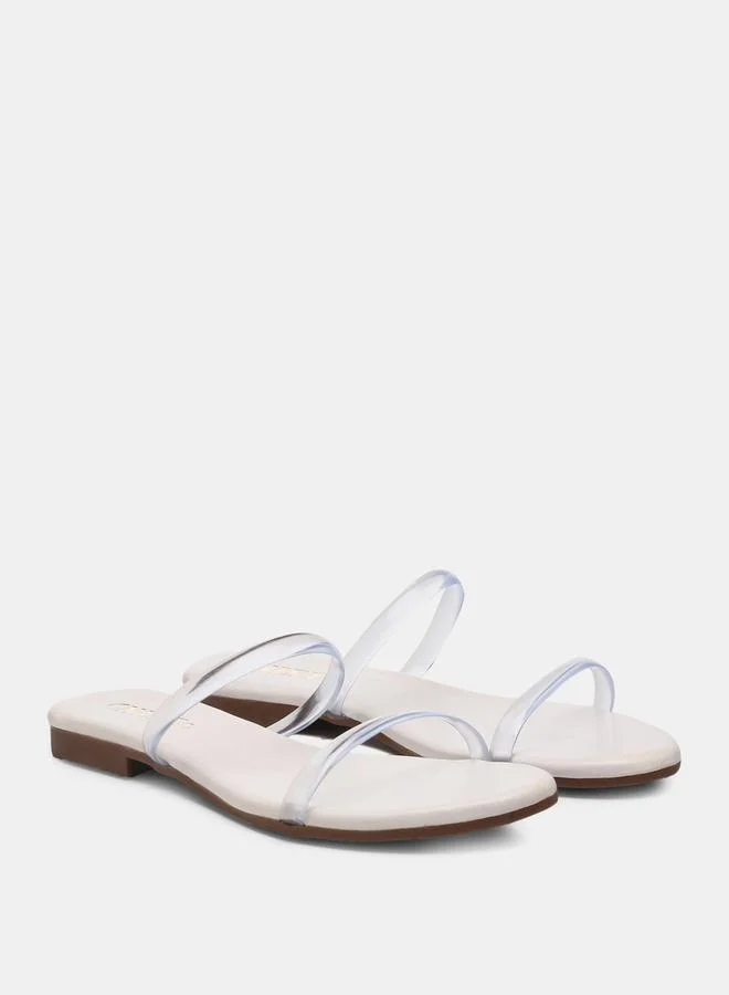 GNIST Open Toe Transparent Strap Flat Sandals by Styli